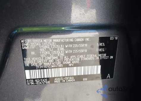 2018 Toyota Rav4 Limited из США, поврежденный, VIN 2T3YFREV2JW447985